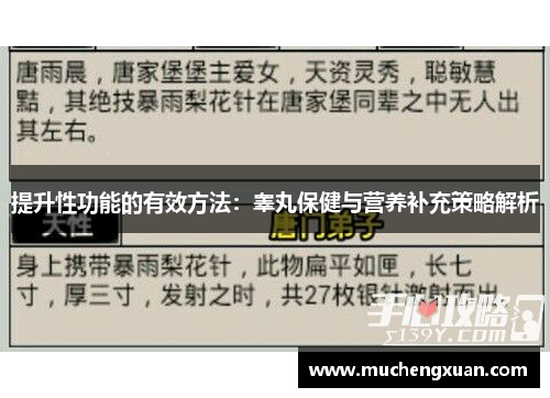 提升性功能的有效方法：睾丸保健与营养补充策略解析